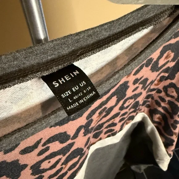 Gray and Pink Leopard Print Sweater - Picture 2 of 3